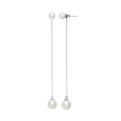 925 Sterling Silver& Pearl Chain Drop Earrings