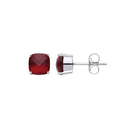 925 Sterling Silver Fancy Ruby 8mm Cushion Cut Studs