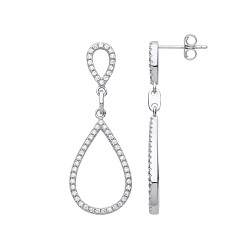 925 Sterling Silver CZ Pear Shape Fancy Drop Earrings