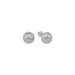 925 Sterling Silver CZ Fancy Dome Shaped Stud Earrings