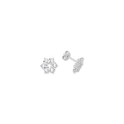 925 Sterling Silver CZ Fancy Flower Stud Earrings