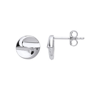 925 Sterling Silver CZ Stud Earrings With Dent Finish