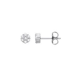 925 Sterling Silver CZ Flower Stud Earrings