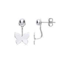 925 Sterling Silver CZ & Pearl Two Way Front & Back Drop Earrings