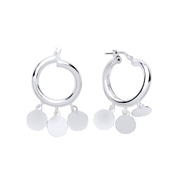 925 Sterling Silver Disk Gypsy Hoop Earrings