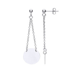 925 Sterling Silver Disk Chain Drop Earrings
