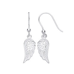 925 Sterling Silver CZ Angel Wings Stud Earrings