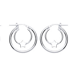 925 Sterling Silver Double Hoop Earrings With Star Detail
