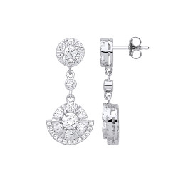 Silver CZ Fancy Drop Earrings