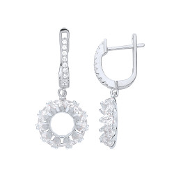 Rose Gold Plated CZ Fancy Circle Drop Earrings
