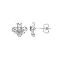 Silver Bumble Bee Stud Earrings
