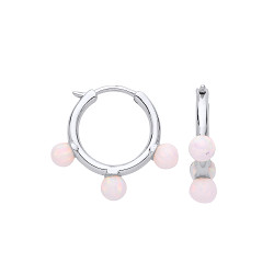 Gold Plated Opal Bead Hoop Earrings