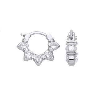 Gold Plated CZ Fancy Huggie Earrings