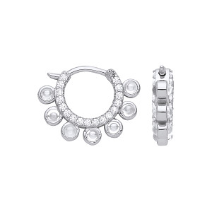 Gold Plated CZ Fancy Huggie Earrings
