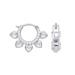 Gold Plated CZ Fancy Heart Huggie Earrings