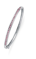 Children's 925 Sterling Silver Pink Cubic Zirconia Channel Set Bangle