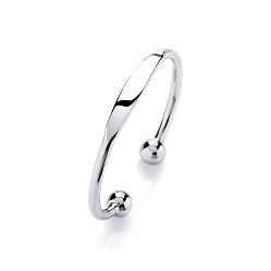 ladies 925 Sterling Silver ID Torque Bangle rhodium