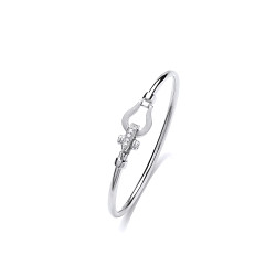 925 Sterling Silver Fancy CZ Hook & Screw Catch Bangle