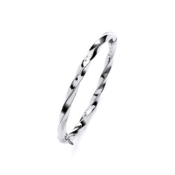 Silver Platinum Plate Twist Hinge Ladies Bangle