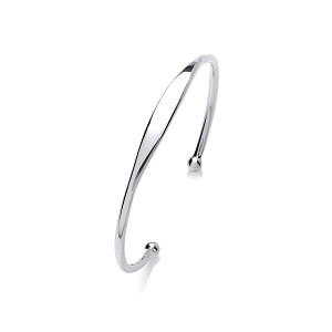Silver Ladies Solid Plain ID Torque Bangle (60mm)
