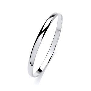 Silver Ladies 6mm Plain Solid D Shape Bangle