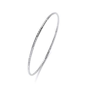 Silver Ladies 2mm Diamond Cut Bangle