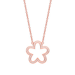 Rose Gold Plated Necklace With CZ Flower Pendant