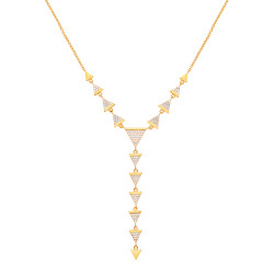 Gold Plated CZ Multiple Triangles Fancy Drop Necklace