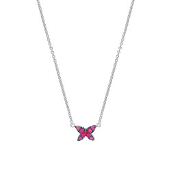 925 Sterling Silver Ruby Butterfly Pendant Necklace