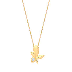 Gold Plated CZ Olive Leaf Pendant Necklace