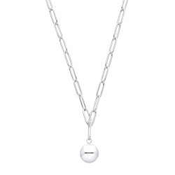 Silver Paper Link Chain With Ball Pendant