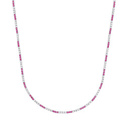 Silver CZ & Ruby Claw Set Tennis Necklace