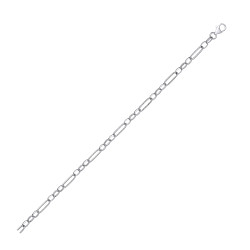 Silver Plate Diamond Cut Paper Link & Belcher Necklace