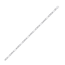 Silver Plate Polished Paper Link & Belcher Necklace