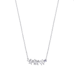Silver CZ & Aqua Fancy Pendant Necklace