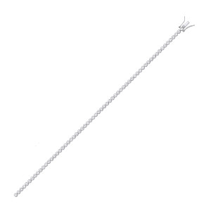 Silver CZ Round Rubover Tennis Necklace