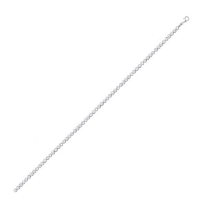 Silver CZ Round Rubover Tennis Necklace