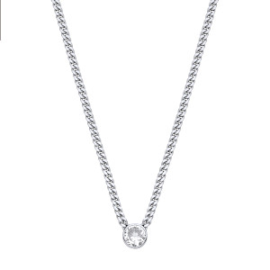 Silver Collerate Necklace With Round Stone Pendant
