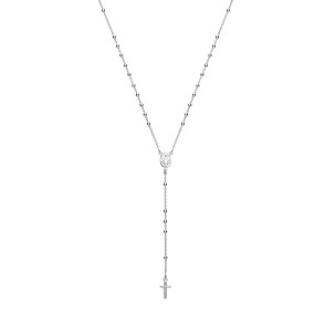 Silver Rosary Bead Necklace - 20