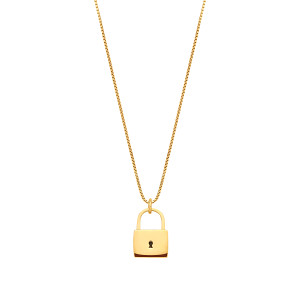 Gold Plated Padlock Necklace - 18