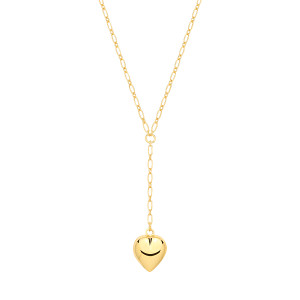 Gold Plated Puffed Heart Pendant Necklace - 18