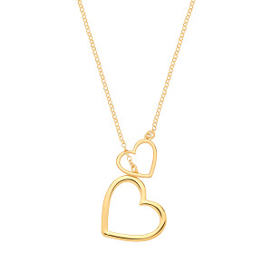 Gold Plated Double Heart Pendant Necklace - 18