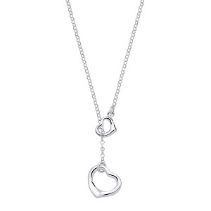 Silver Double Heart Pendant Necklace - 20