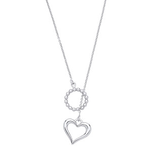 Silver Heart & Circle Pendant Necklace - 20