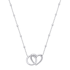 Silver Interlocking Heart & Circle Pendant Necklace - 18