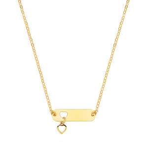 Gold Plated ID Bar with Cutout Heart Necklace - 18