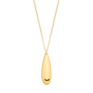 Gold Plated Puffed Pear Drop Pendant Necklace - 18