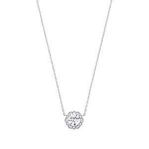 Silver CZ Flower Pendant Necklace