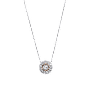 Silver CZ Circle Band Pendant Necklace