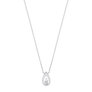 Silver CZ Pear Drop Pendant Necklace